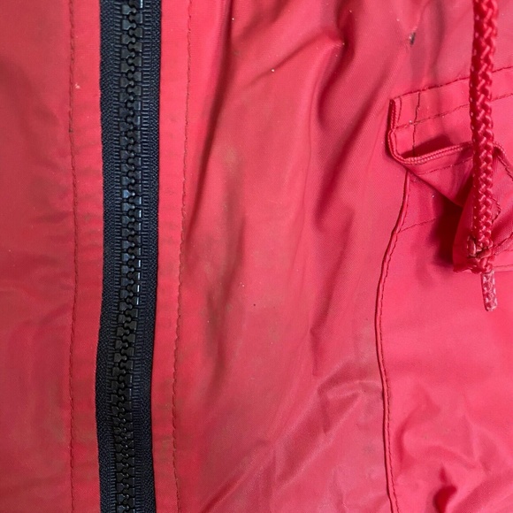 Vintage WIPPETTE Rainthings Red Vinyl Fleece Jacket Rain Coat Hoodie Womens Lrg - Picture 5 of 7
